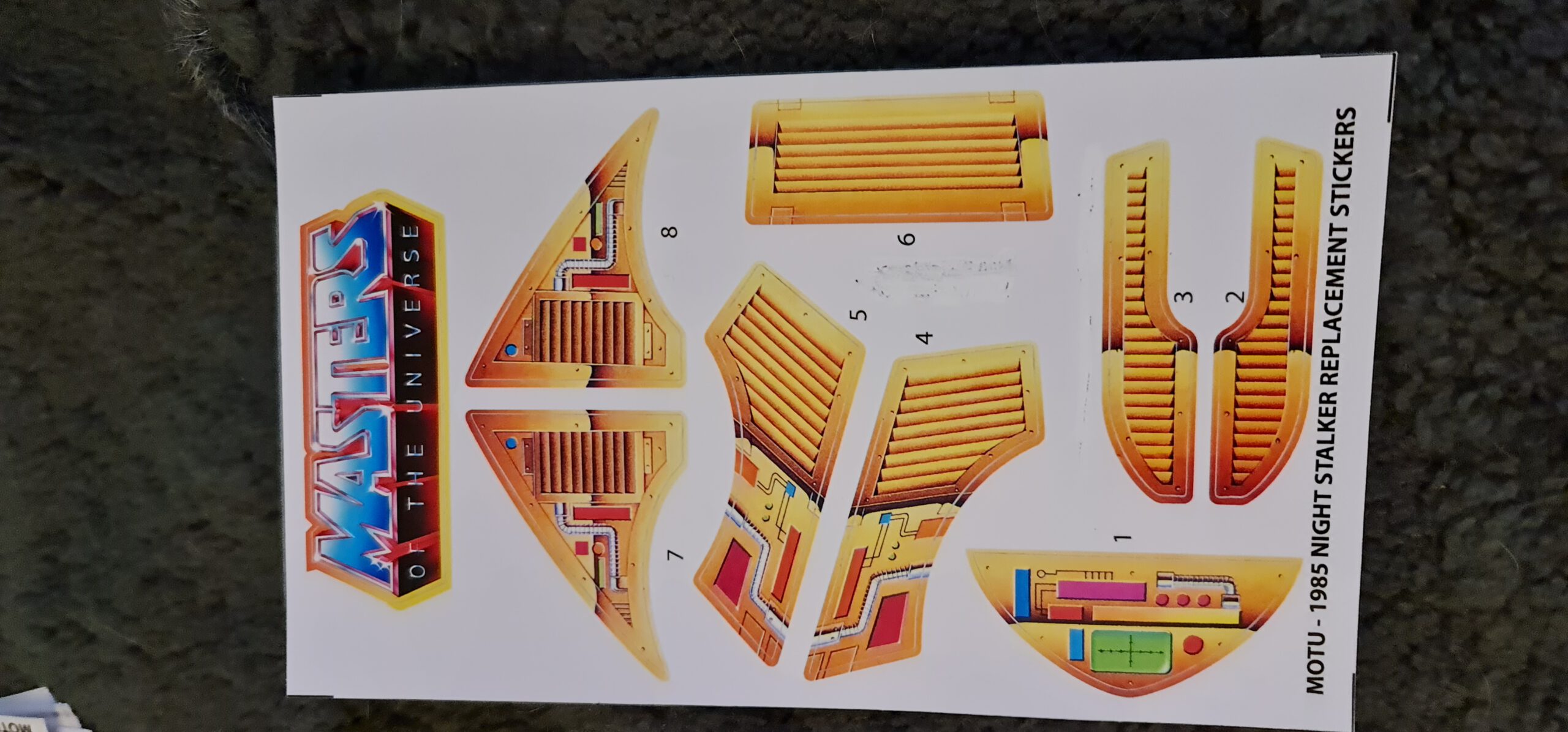 Motu Masters Zubehör Er-man Night Stalker Ersatz Fahrzeug Aufkleber Set Repro